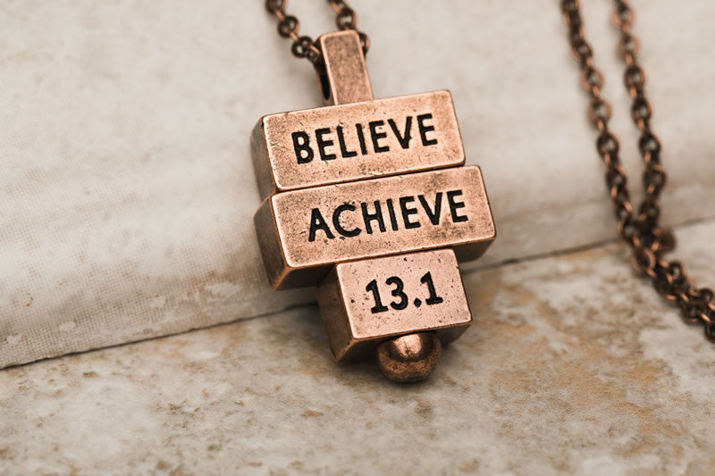 212 west - "Believe Achieve 13.1" Runners collection necklaces