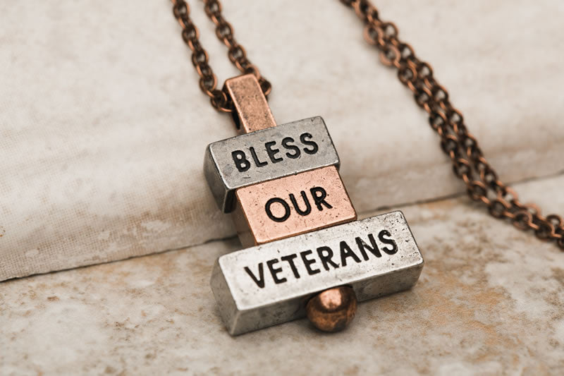 "bless our veterans" - 212 west necklaces and personalized pendants