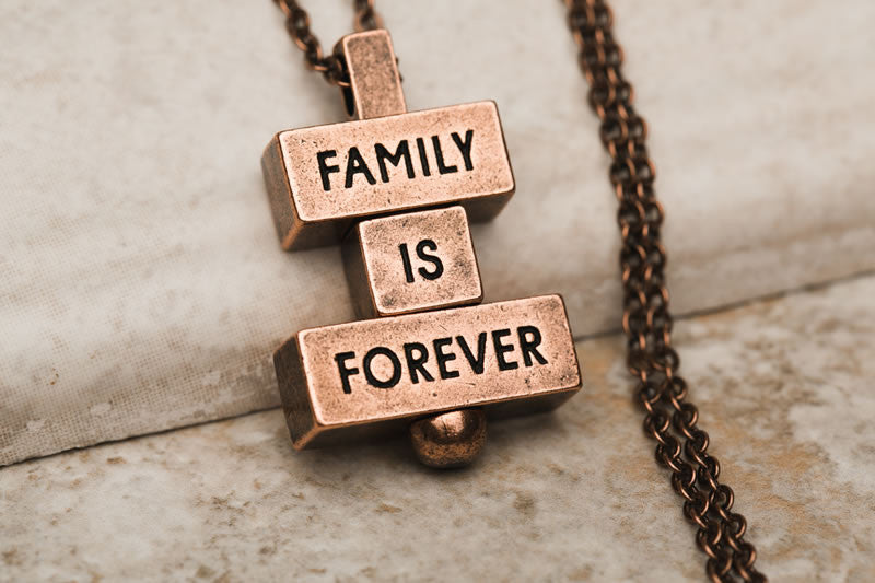 "family is forever" word bricks 212 west necklaces