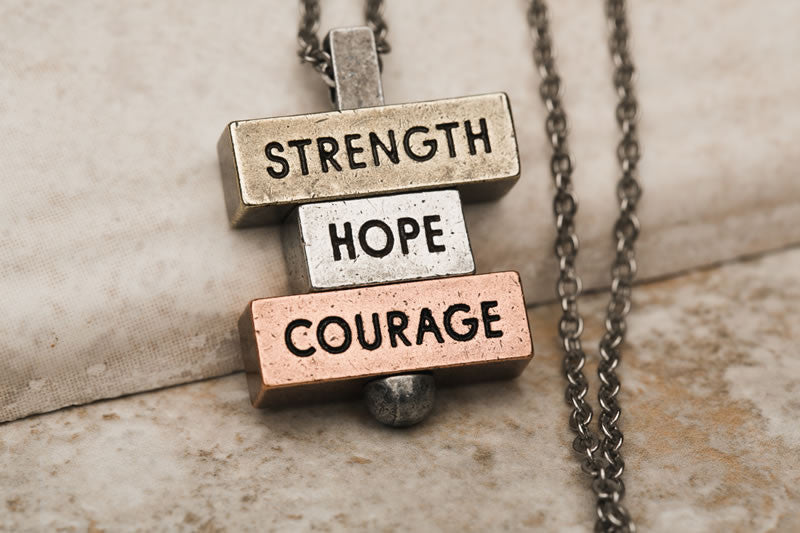 "Strength Hope Courage" 212 west custom necklaces